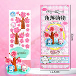 miniatures décoratives animaux géométriques adhésives bleu vert rose blanc mignon cartoon