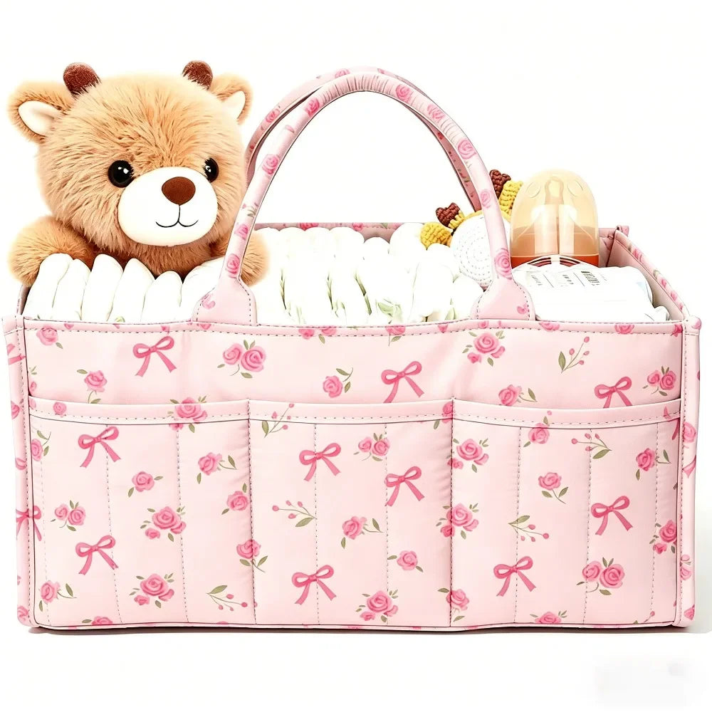 sac rangement fleuri moderne multi usages polyestère réutilisable poches beige vert clair