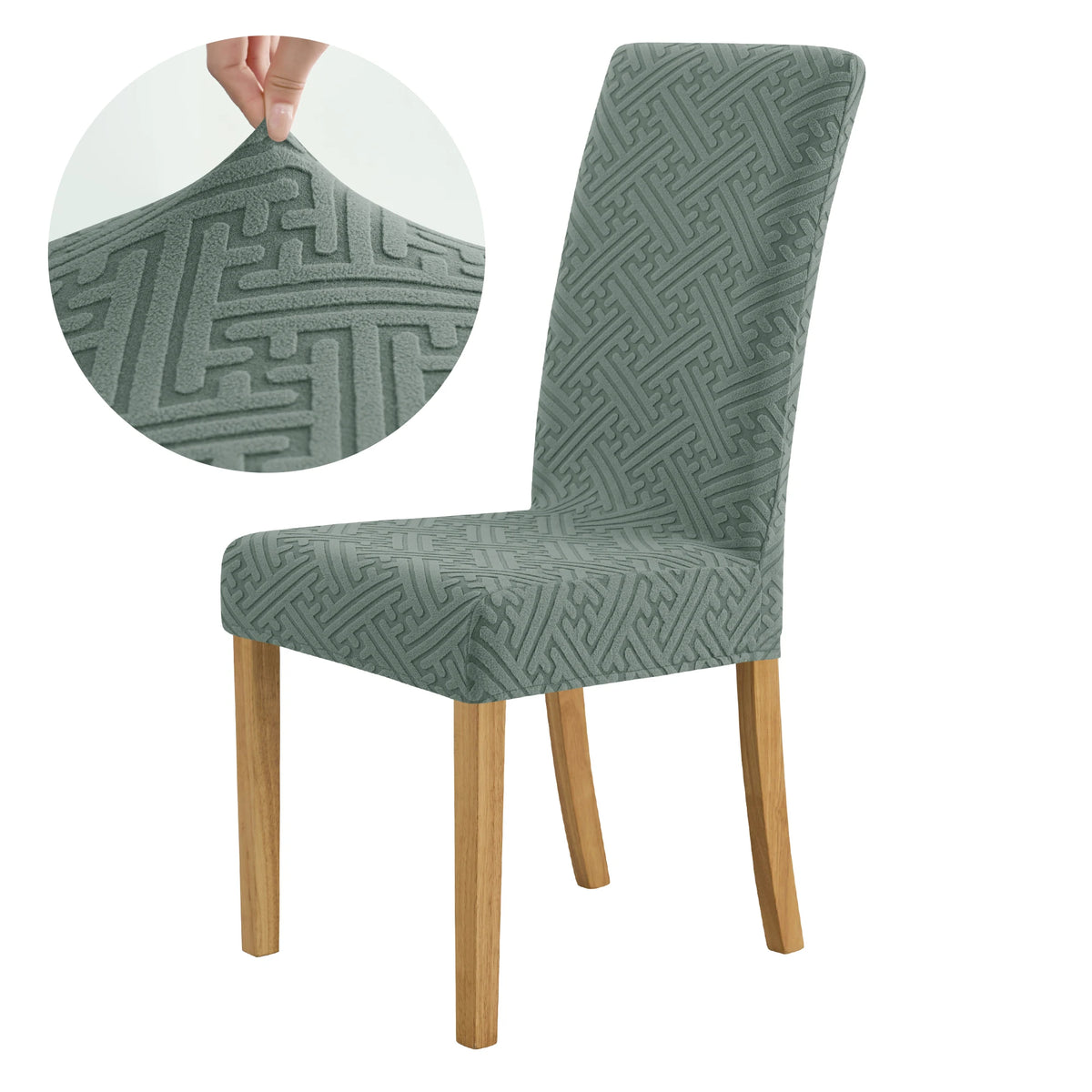 housse chaise moderne motif géométrique gris polyester anti poussière élastique banquet mariage salle manger