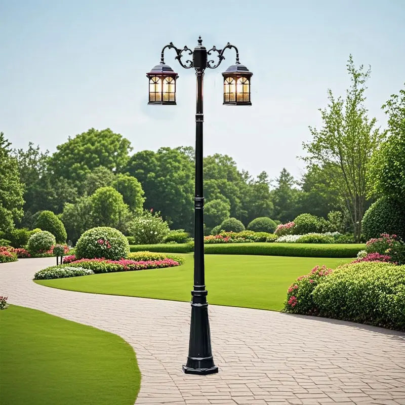 Lampadaire extérieur led élégant classique or vintage jardin ip65 éclairage public moderne