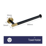 accessoires salle bains porte serviettes moderne porte savon noir doré texture moletée fixations élégants