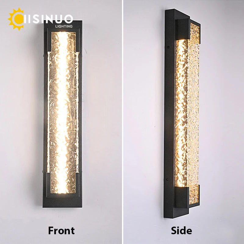 lampe murale led noire contemporaine acier inoxydable ondulée ip65 réglable triac 3000k 6000k