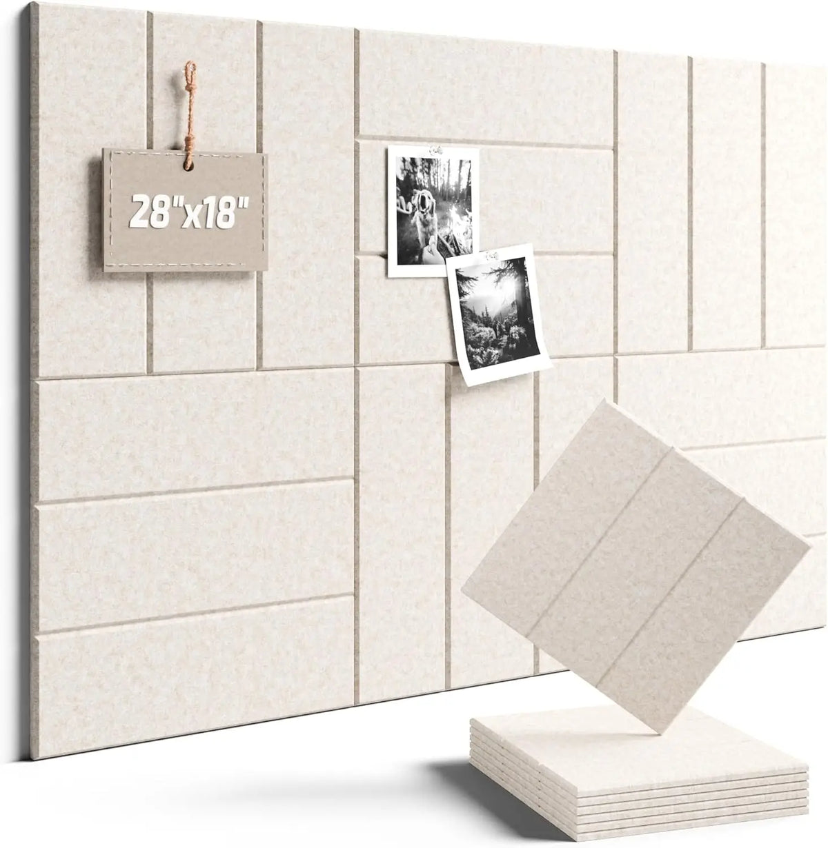 panneaux acoustiques modernes beige clair texture légèrement rugueuse 28.34x18cm 9.45x9.45cm 0.35cm épais adhésif