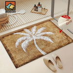 tapis moderne antidérapant palmier blanc marron clair doux 60x40cm chambre bain