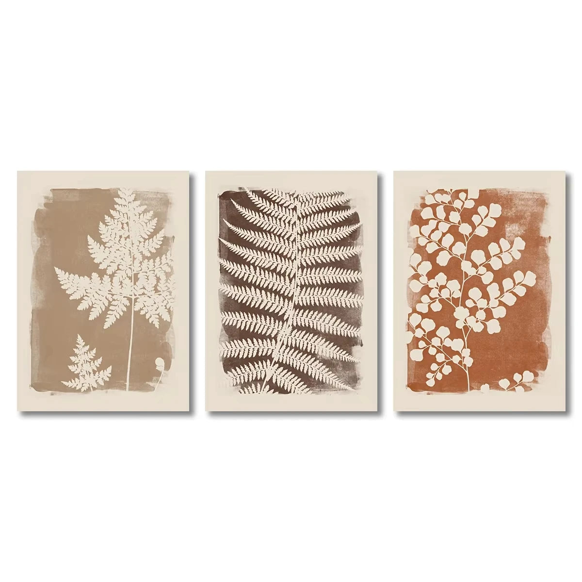 affiches murales minimalistes feuilles stylisées couleurs neutres sans cadre décoration intérieure