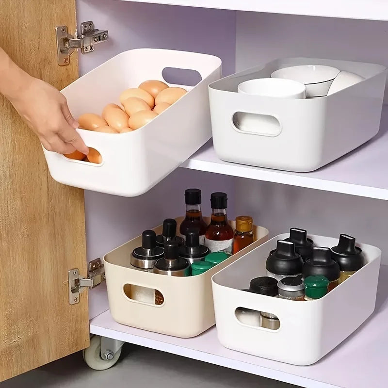 boîtes rangement blancs poignées réutilisables plastique pp modernes multifonctionnelles