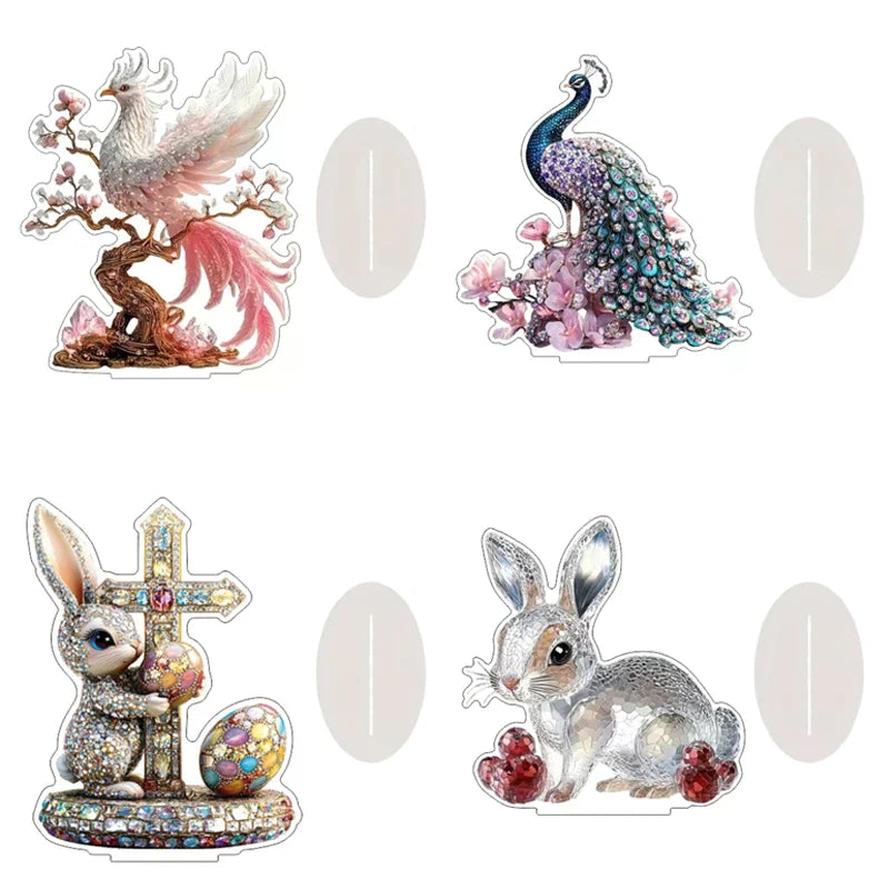 figurines decoratives animaux elements religieux luxueux base transparente effet scintillant motifs floraux