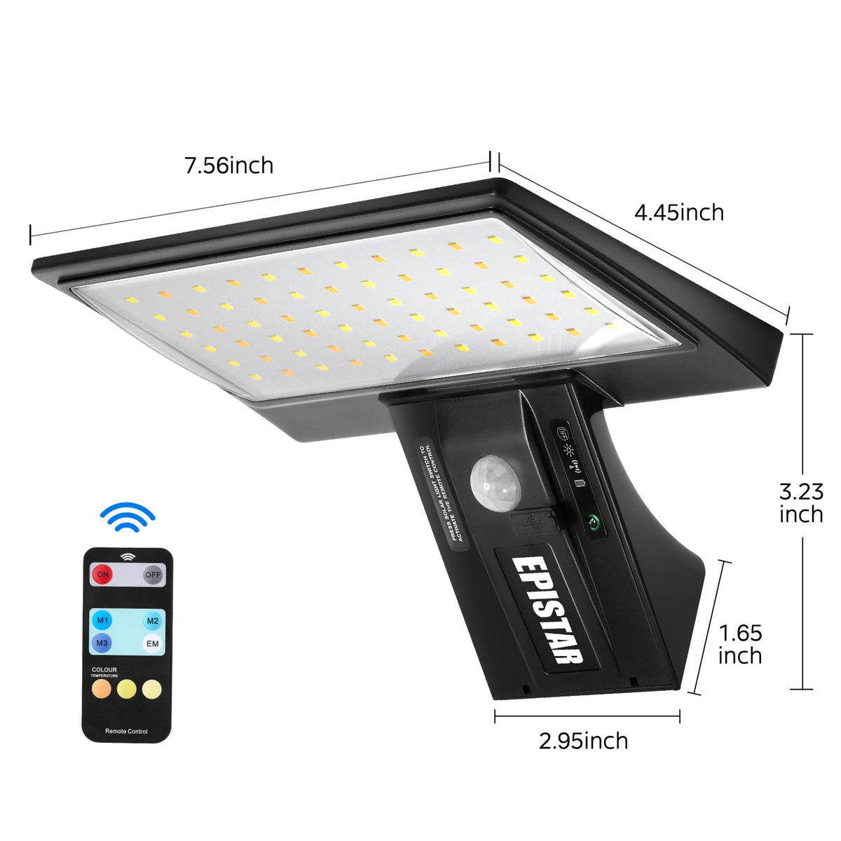 lumière solaire extérieure noire ip65 modes batterie télécommande moderne led étanche