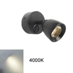 Spot mural moderne LED 12V blanc noir interrupteur rotatif 3000K 4000K 6000K