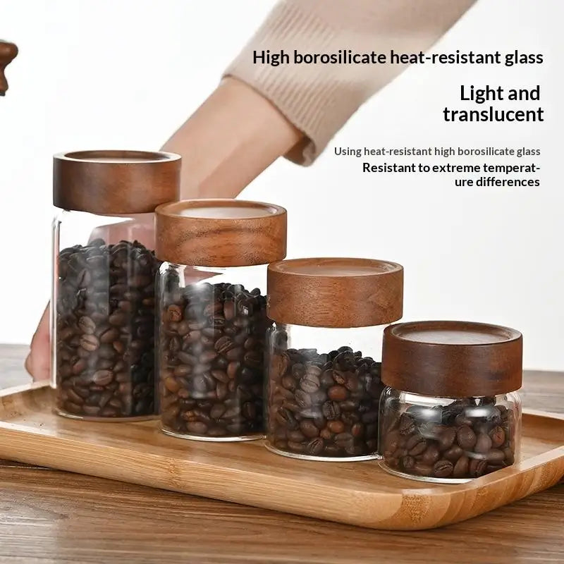 bocal verre transparent couvercle bois organisation alimentaire fruits secs rangement moderne minimaliste