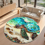 tapis rond moderne géométrique polyester anti dérapant intérieur extérieur salon chambre rose violet
