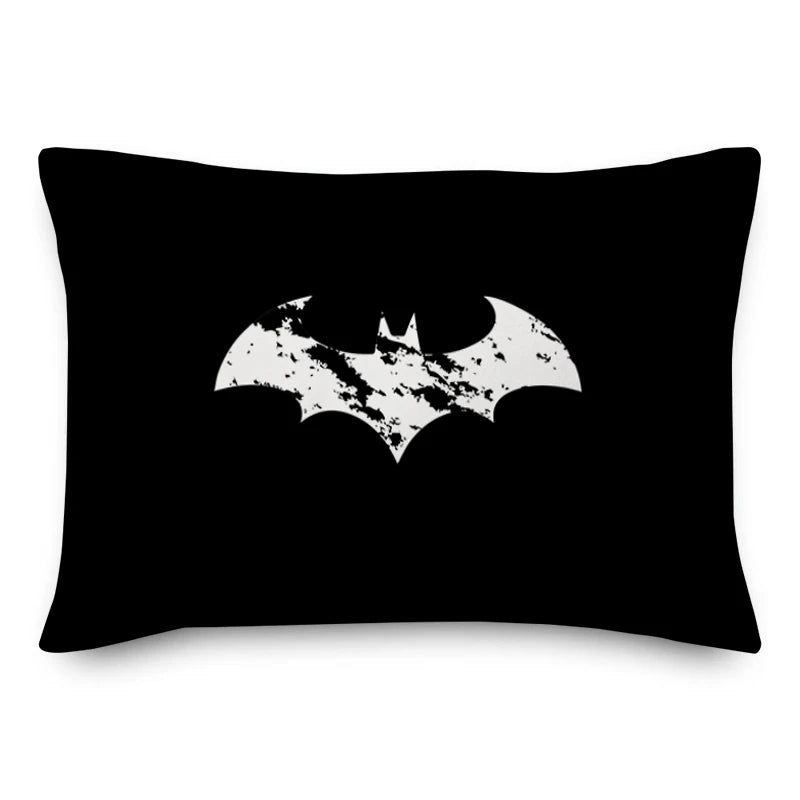coussin housse polyester coton imprimé batman noir lit canapé décoration moderne double face 40x60cm