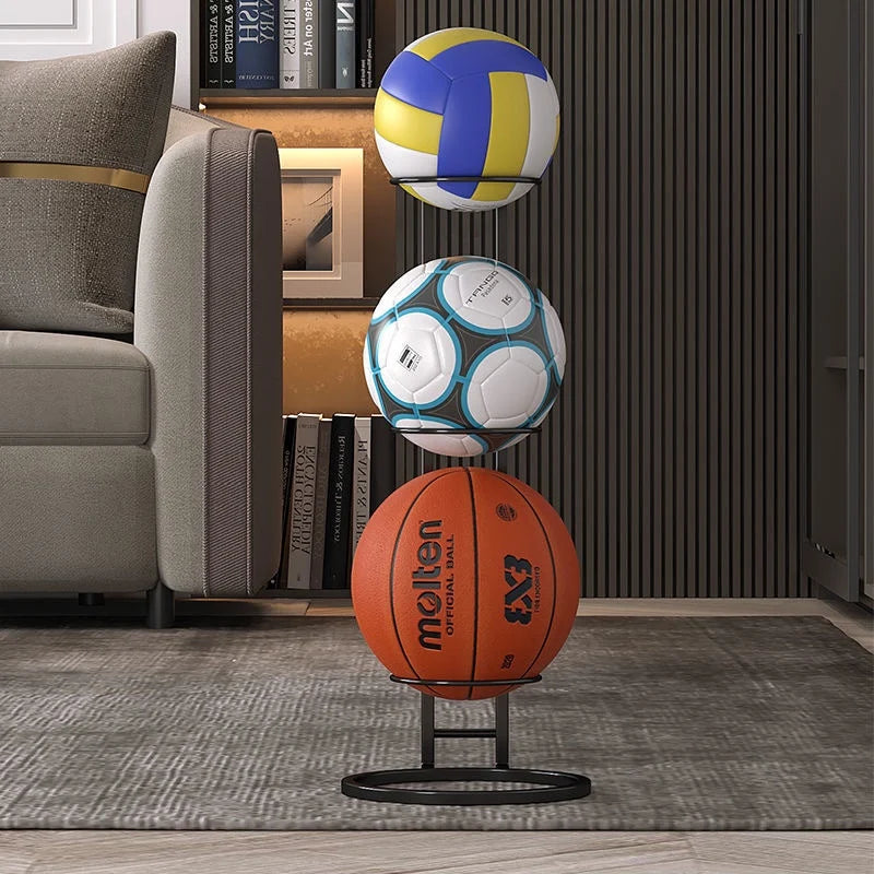 support balles sport moderne blanc noir trois couches intérieur salon volleyball basketball football
