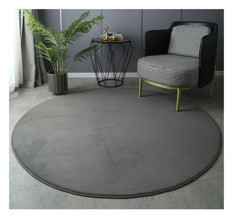 tapis rond bleu uni moderne maison chambre extérieur décoration polypropylène polyester lavage mécanique