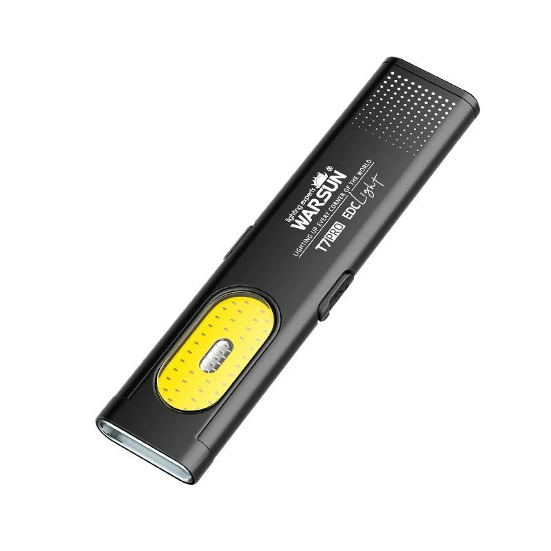 lampe led compacte rechargeable usb portee 600lm noir jaune aimant clip moderne