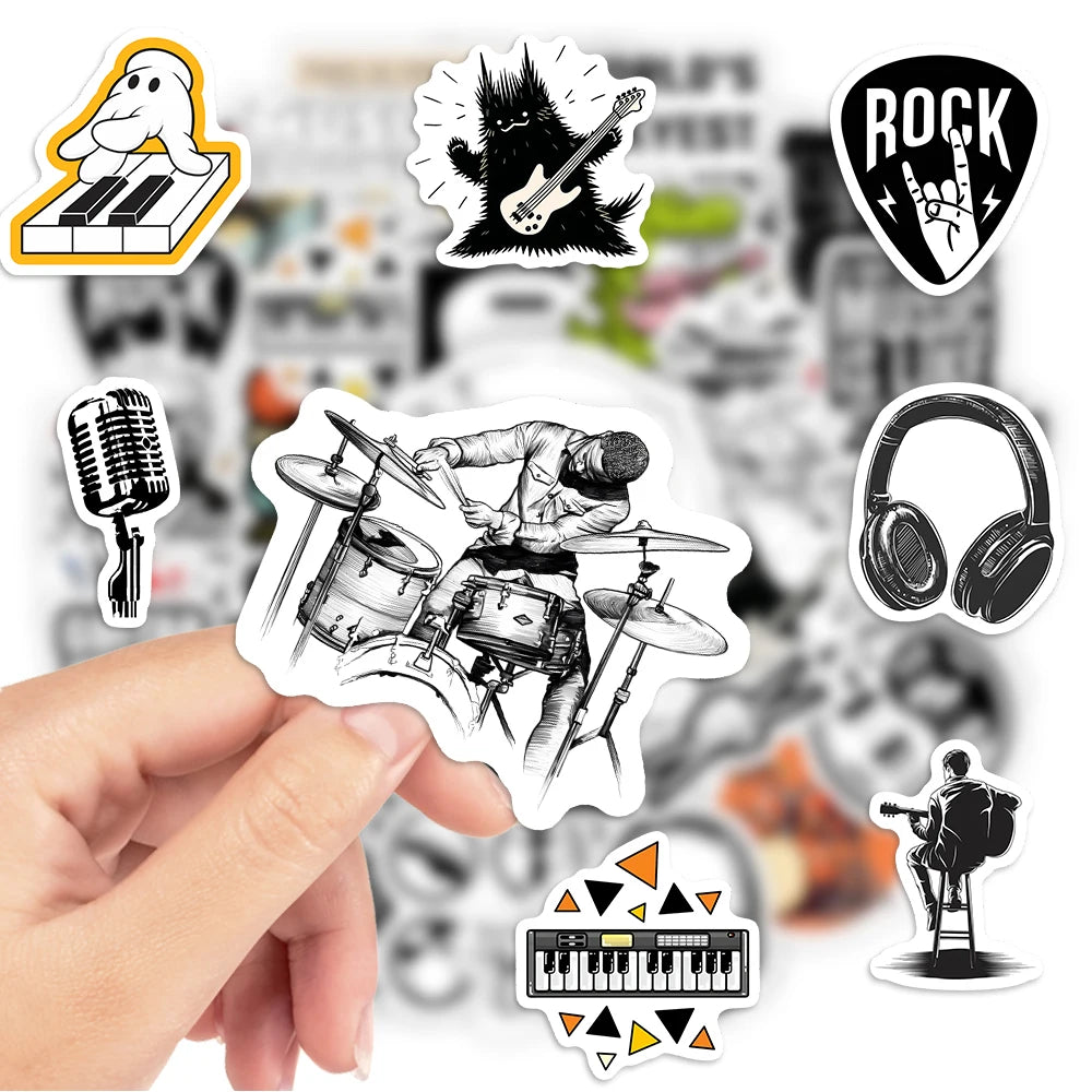sticker musical vinyle waterproof jazz rock animal lettres instruments graphiques
