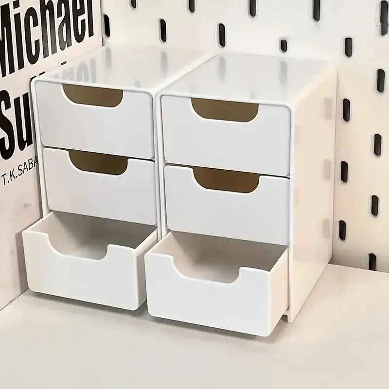 rangement blanc moderne boîte bijoux tiroirs plastique organisation comptoir multifonctionnel articles divers matériau