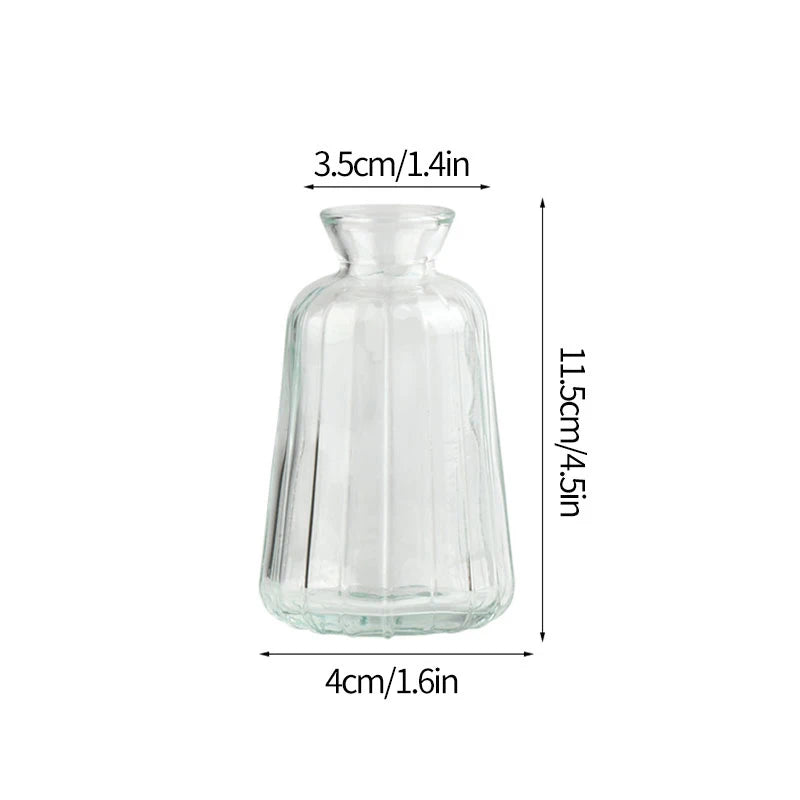 vases transparents moderne rayures verticales fleurs artificielles minimaliste verre deco table salon
