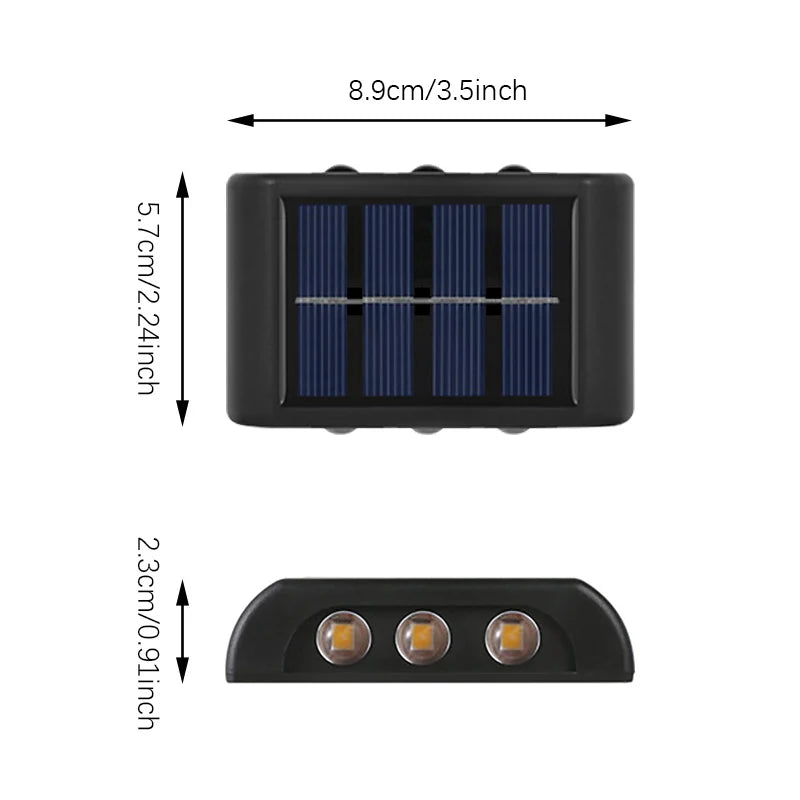 applique murale solaire moderne led jaunes cellules solaires bleues noirextérieur autonomepas cher