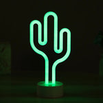 lampe néon cactus verte moderne minimaliste alimentée usb batterie lumière ambiance chambre entrée
