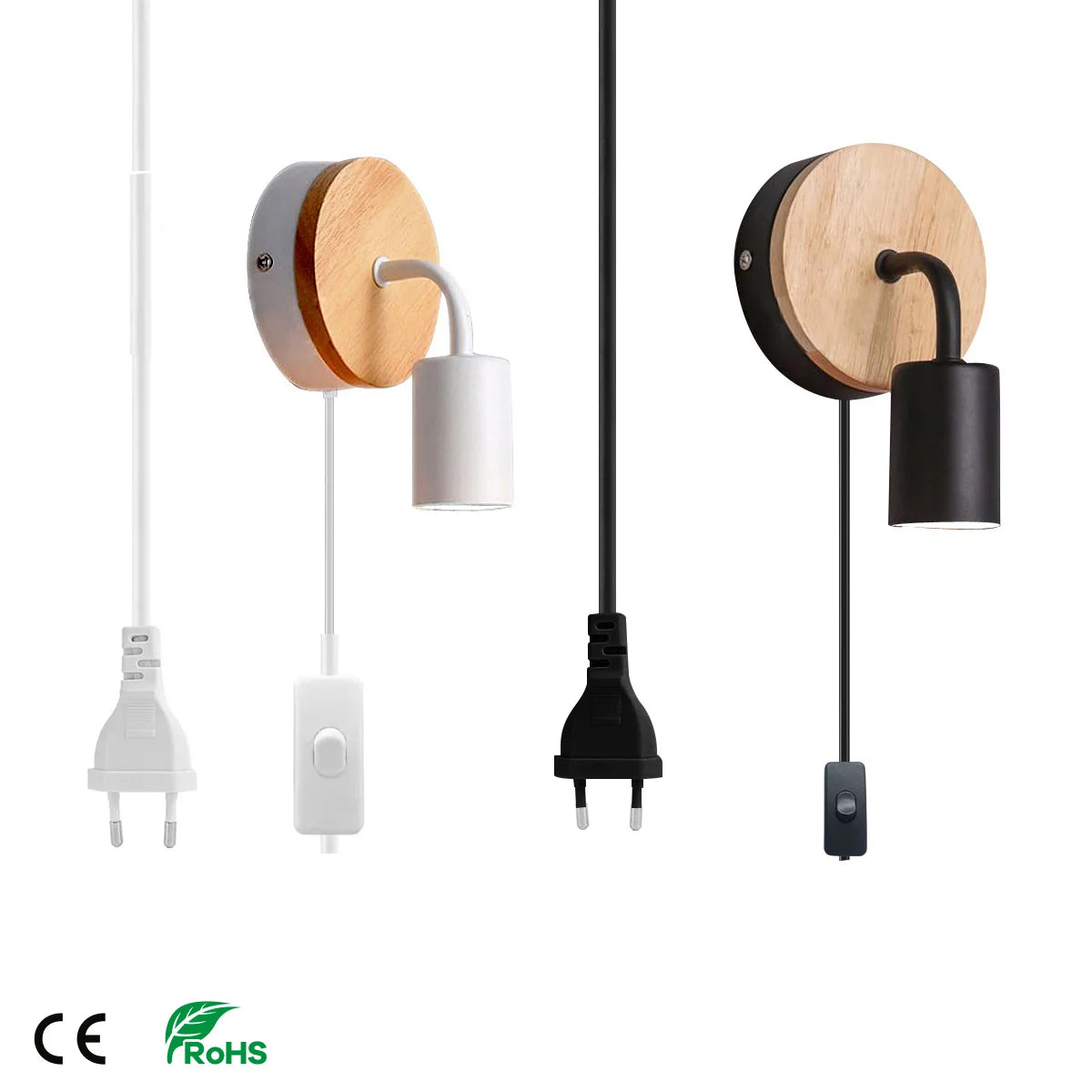 Lampes murales modernes bois clair noir blanc éclairage quotidien chambre entrée étude