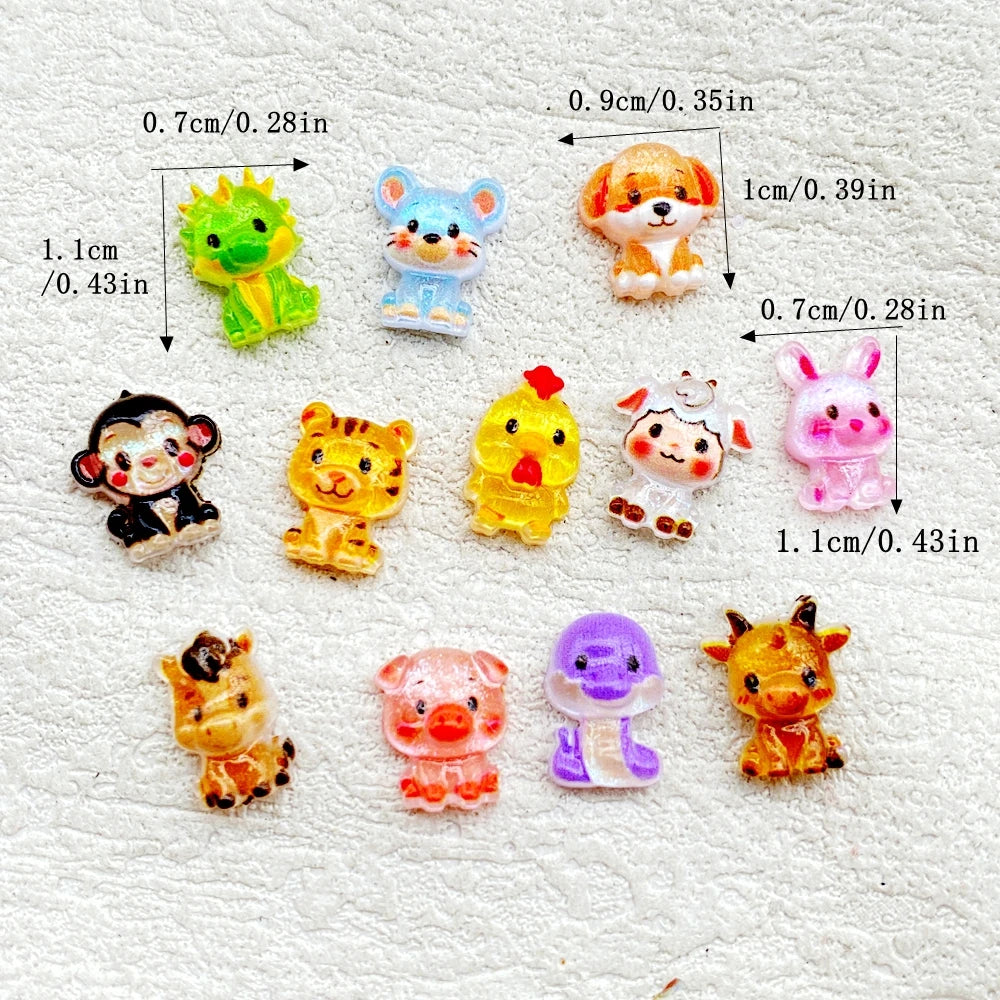 bijoux ongles animaux mignons résine cartoon grenouille rat chien singe vert bleu jaune rose