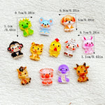 bijoux ongles animaux mignons résine cartoon grenouille rat chien singe vert bleu jaune rose