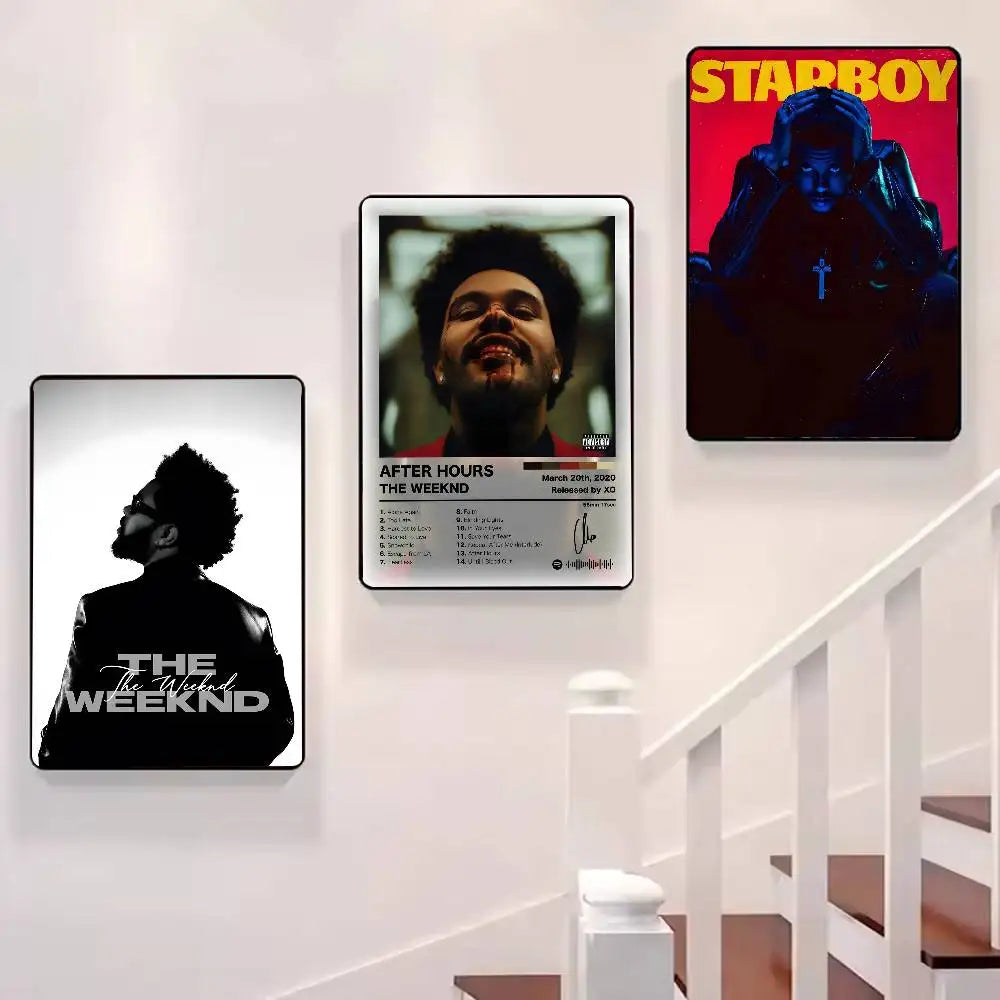 affiche the weeknd moderne pvc noire blanche cadre salon chambre decoration artistique
