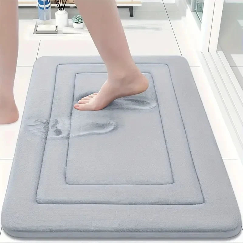 tapis bain polyester antidérapant moderne gris bleu marine géométrique 40x60 50x80
