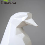 statue résine manchot géométrique blanche moderne décoration maison unique animal