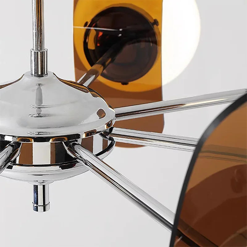 lampe suspendue moderne pétales translucides fleurs métal chrome salon chambre salle manger