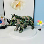 statuette rhinocéros abstraite graffiti animal résine décorative maison