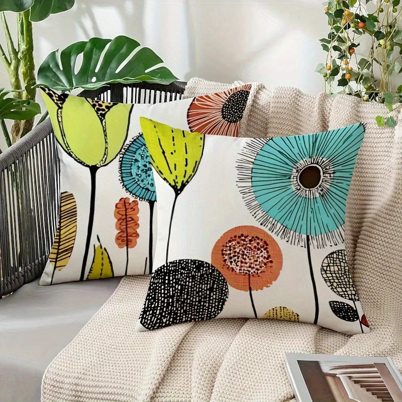 taies d'oreiller modernes fleurs stylisées polyester peacheskin 40x40cm 45x45cm 50x50cm 60x60cm