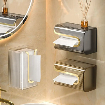porte mouchoirs transparent moderne boîte papier toilette rangement murale doré gris vert cannelé luxueux