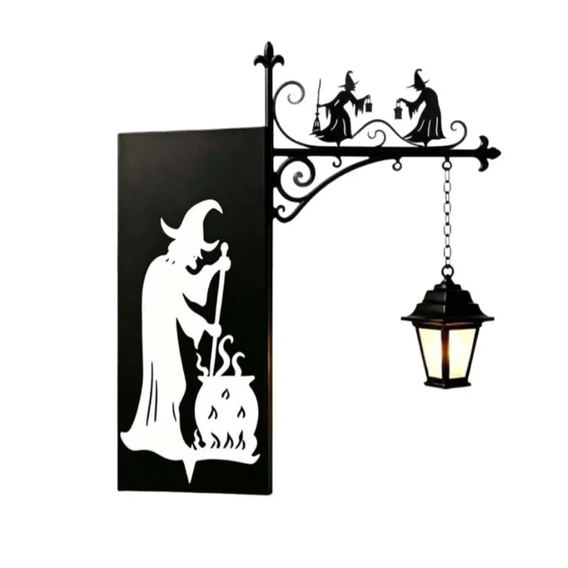 lampe table retro noir silhouettes sorcières citrouilles fer forgé adhésif suspension mur occasion noël