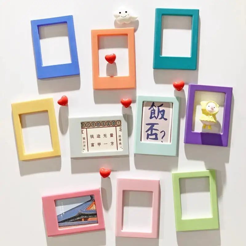 cadres photo aimants couleurs violet rose bleu moderne minimaliste cartes postales