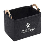 panier jouets chien feutre gris moderne poignées bois 38cm 25cm 18cm