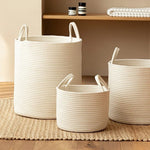 paniers rangement rotin pliables beige clair tissés utilisation multiple respectueux environnement moderne rustique poignées