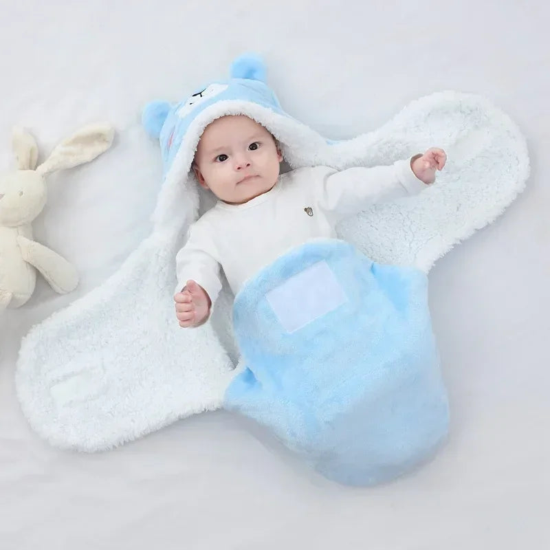 couverture bébé hiver motif animaux ours panda lapin douce bleu gris rose
