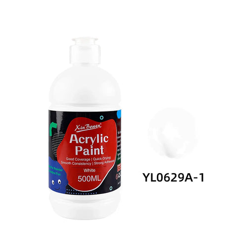 peinture acrylique 500ml blanc noir bleu rouge vert jaune orange pinceau papier dessin bouchon