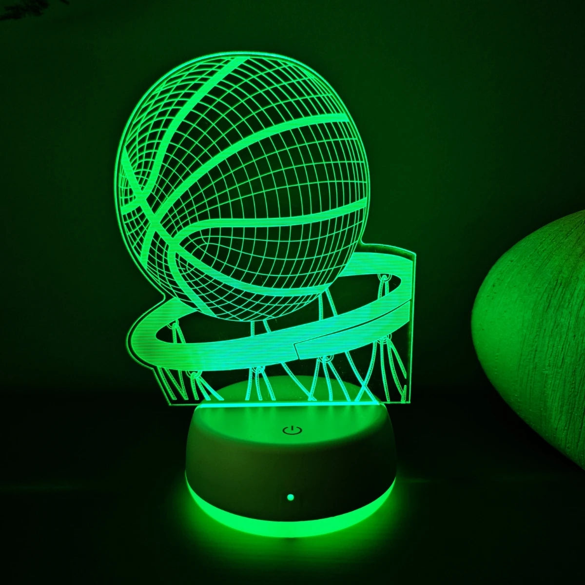 lampe nuit 3D bleu vert violet réseau lignes blanches transparent moderne minimaliste tactile USB