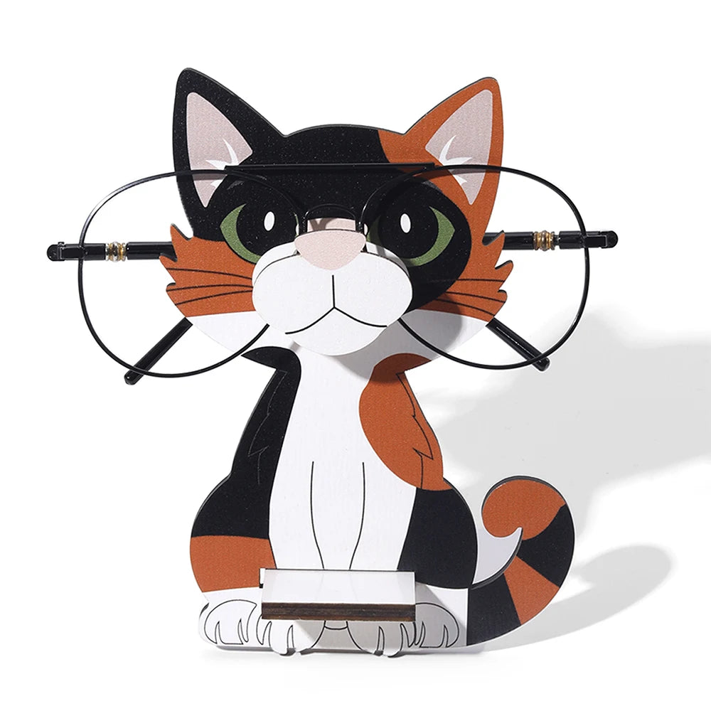 porte lunettes chat dessin animé bois mignon décoration maison bureau.storage supports