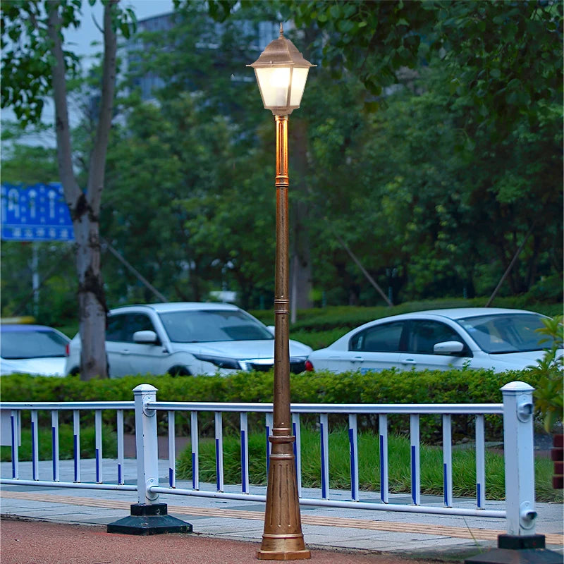 lampe rue or noir classique vintage éclairage public ip65 led e27 aluminium retrogarde