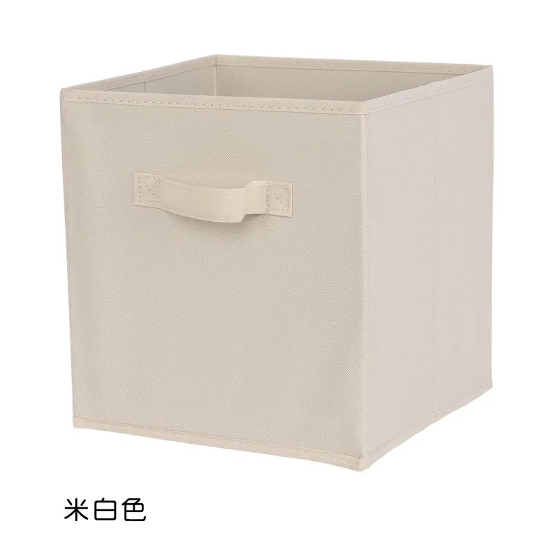 boîtes rangement pliables tissu uni moderne bleu marine beige jaune vert poignées détachables respectueux