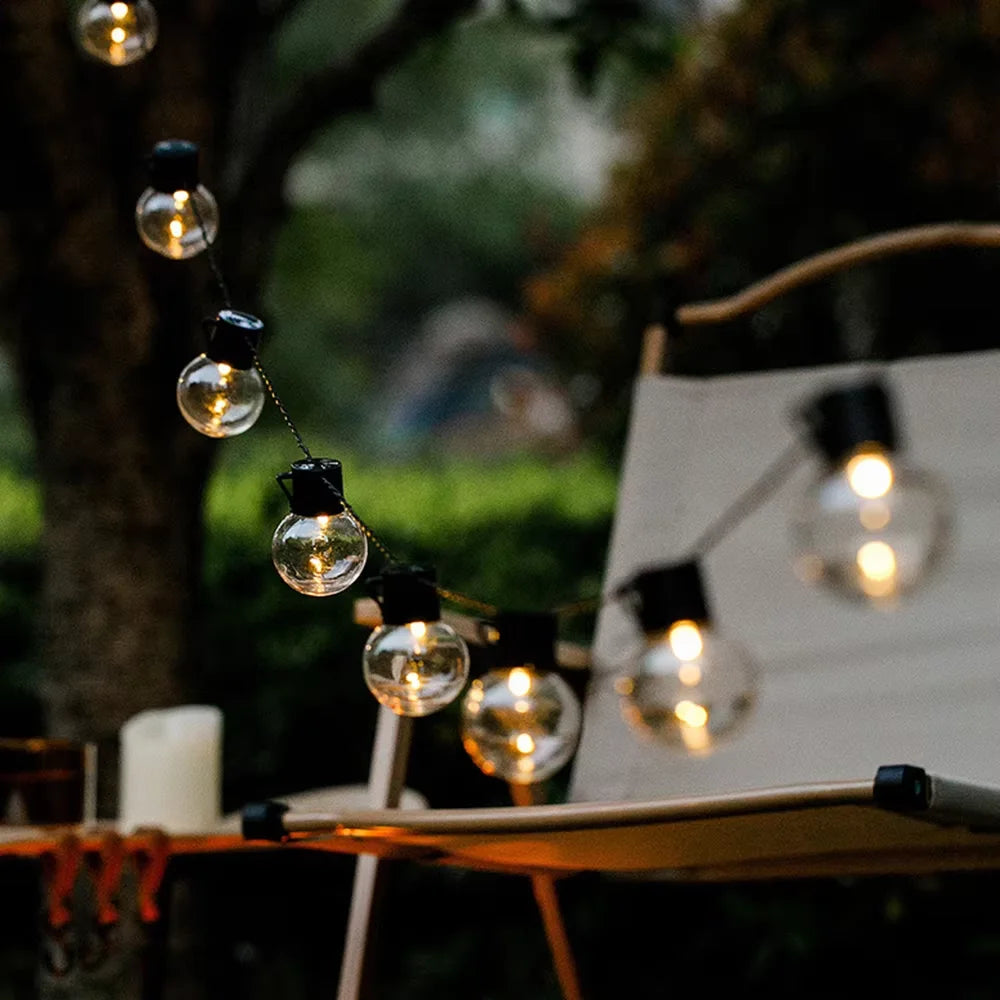 guirlande led solaire suspendue jaune ampoules transparentes panneau solaire autoinstallation festiveextérieurjardinterrasse