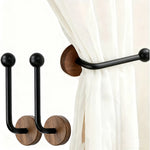 crochet mural moderne adhésif noir brun attache rideau sans perçage minimaliste fixations bois