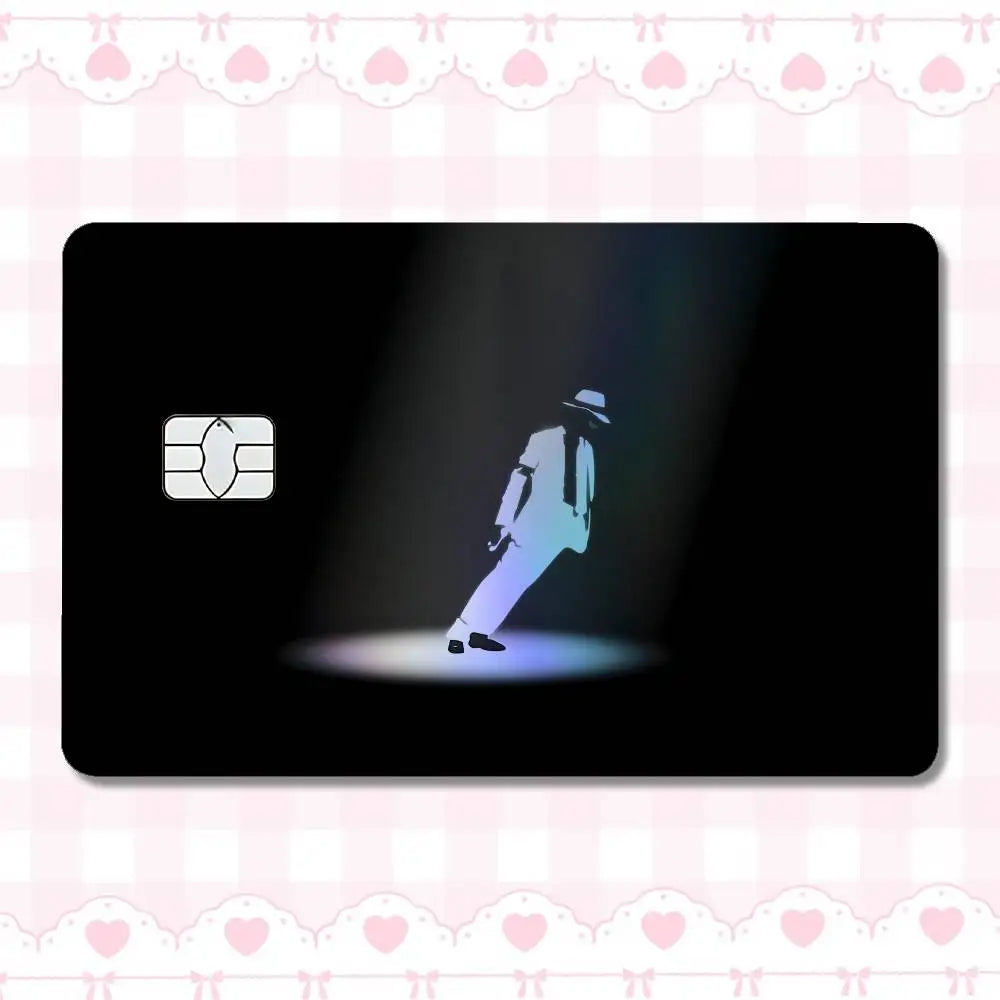 carte crédit personnalisée adhésif noir blanc michael jackson poses fond noir moderne minimaliste