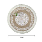 tapis rond boho chic motif floral franges beige clair salon chambre coucher moderne geometrique
