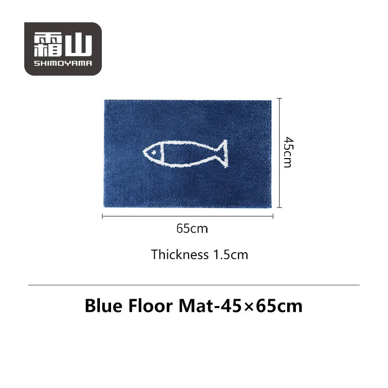 tapis sol polyester flocage poisson blanc moderne lavable maison durable