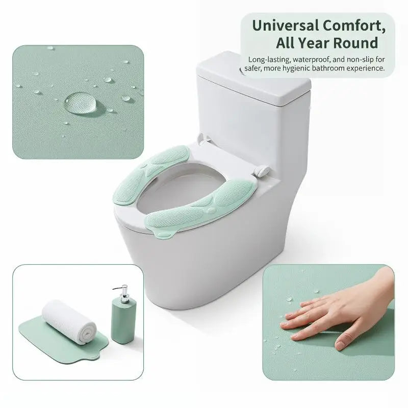 siège toilette amovible vert pastel antidérapant moderne adhésif poignée intégrée lavable réutilisable chambre